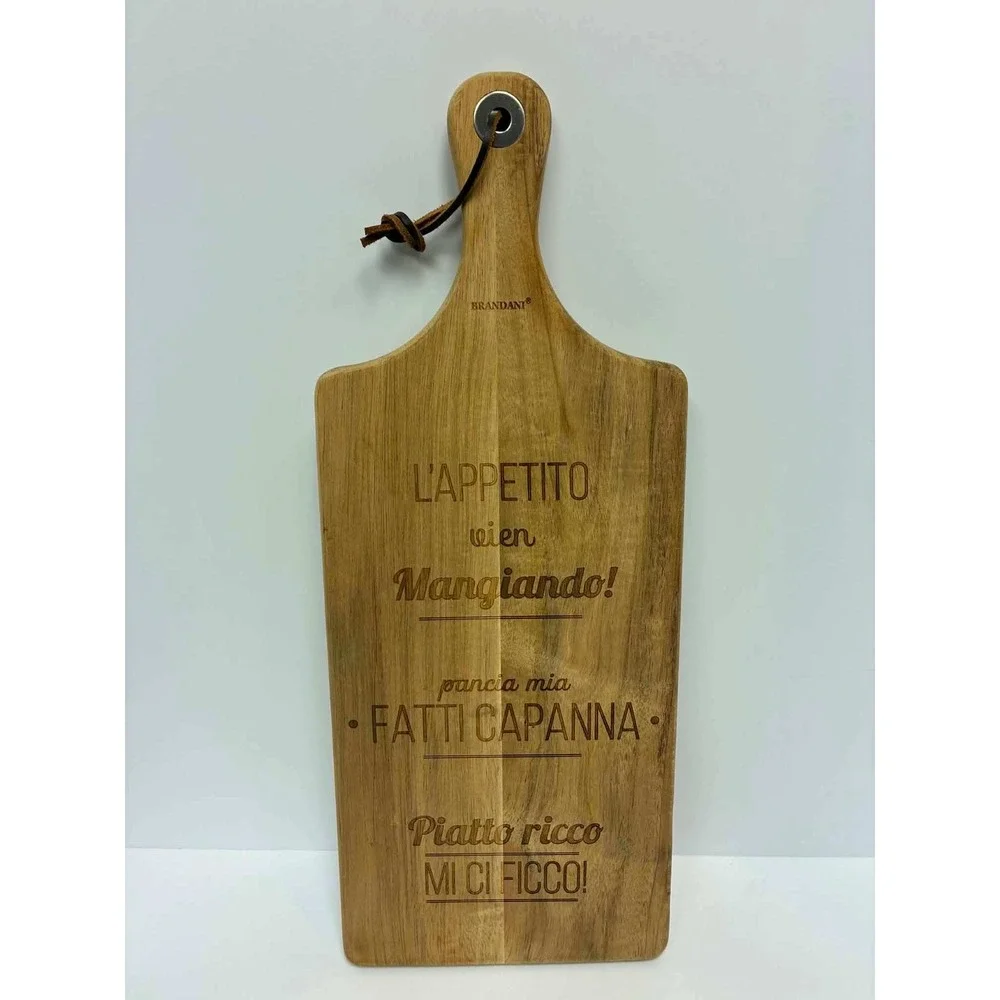 Brandani Italian Wood Cutting Board Charcuterie Paddle Engraved Serving Tray